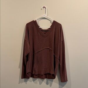 Knox Rose Chocolate Long Sleeve V-Neck Top